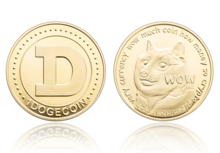 Dogecoin,Coin,Isolated,On,White,Background.,Cryptocurrency